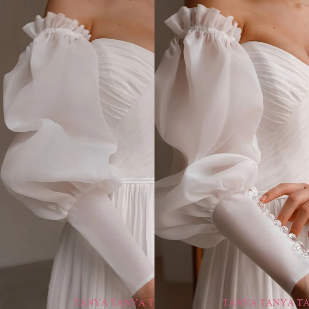 

Elegant Classy Detachable Long Sleeves For Wedding Simple Puffy Bridal Accessories Hot Fingerless Gloves Customize SWD859