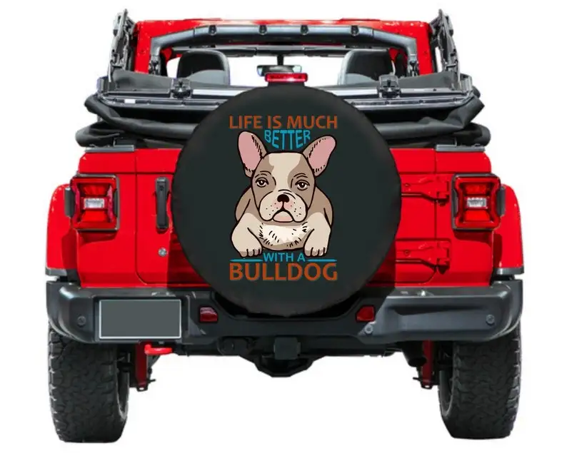 

Spare Tire Cover Life is much better with a Bulldog, French Bulldog Jeep Tire Cover, Jeep girl, Funny Spare tire cover, Bulldog