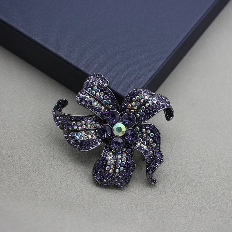 

Благородный стиль фиолетовый градиент брошь 3D цветок платье булавка