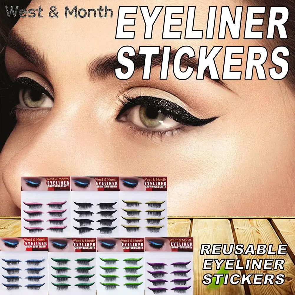 

2 In 1 Eyeliner False Eyelashes Sticker Double Eyelid Makeup Reusable Sticker Patch Line Eyeshadow Ouble Sticker Eyeliner E K2L2