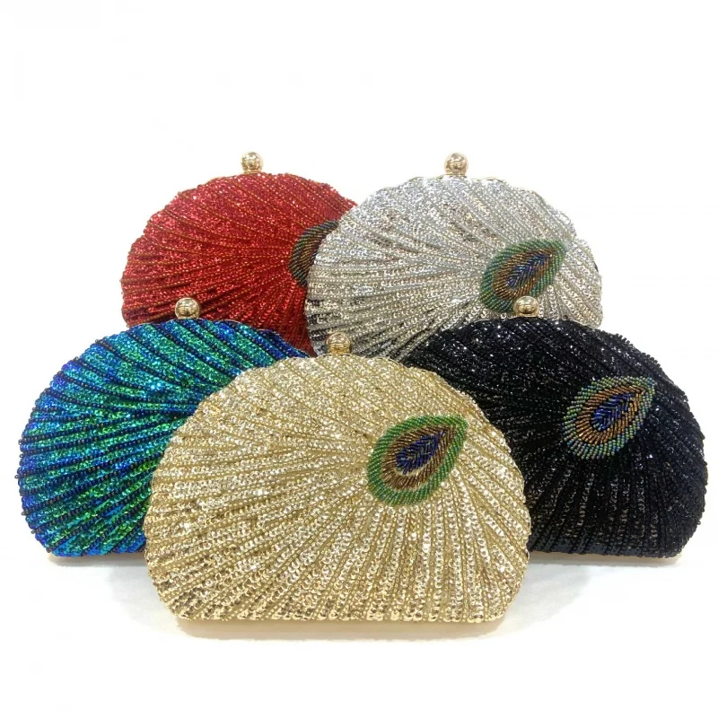 

Spot Vintage Handmade Pearl Embroidery Dinner Hand-Held Sequined Shell High-End Elegant Socialite Dress Clutch Bag