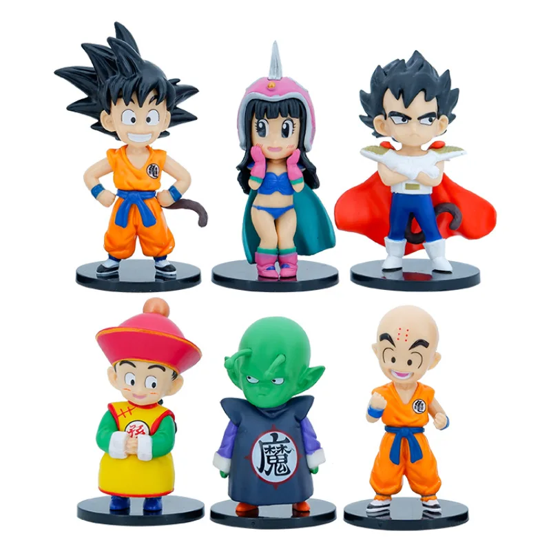 

6 Pcs/Lot 10-12cm Dragon Ball Animation Hand Toy Monkey King Doll Vegeta Model Cake Decorative Ornaments