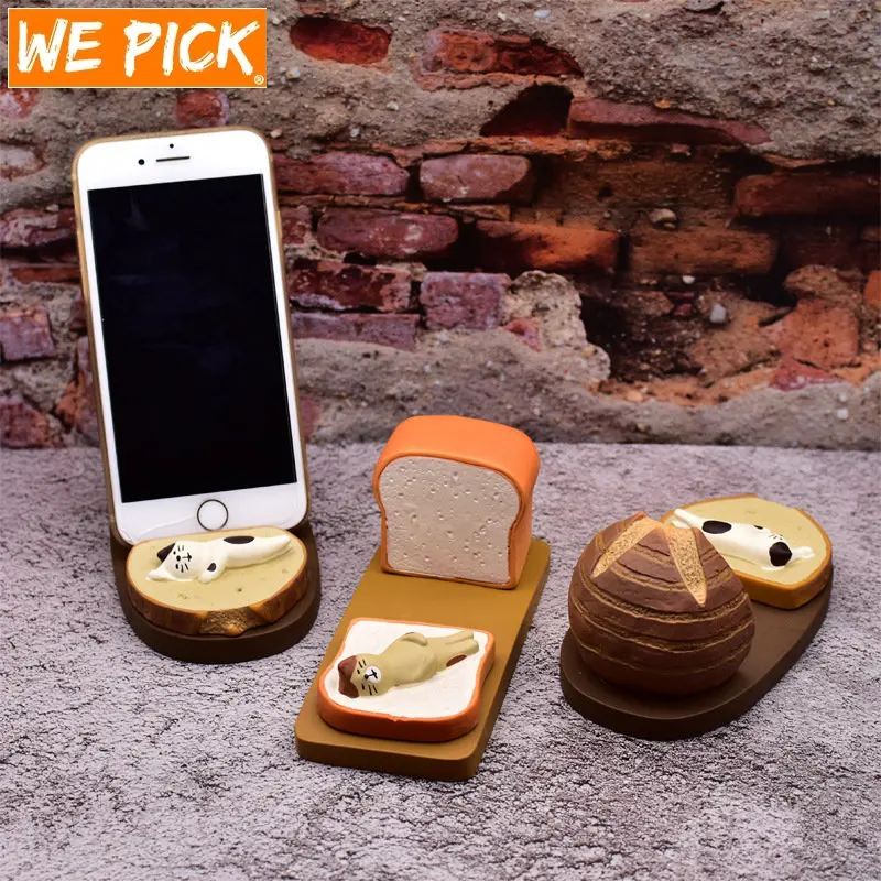 

WePick NO.10 Funny Cat Tatami Toast Doll Figurines Desk Phone Holder Cartoon Mini Decor Toy Desktop Decoration Crafts PartyGift