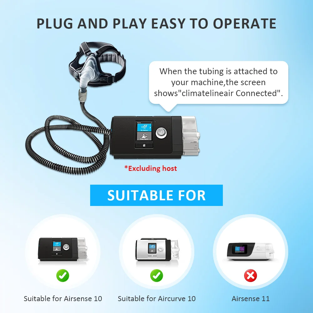 Фото Изолированный нагреваемый шланг S10 CPAP – сменная трубка для аппаратов S10 CPAP, конструкция против конденсации для лучшего воздушного потока и тепла №3
