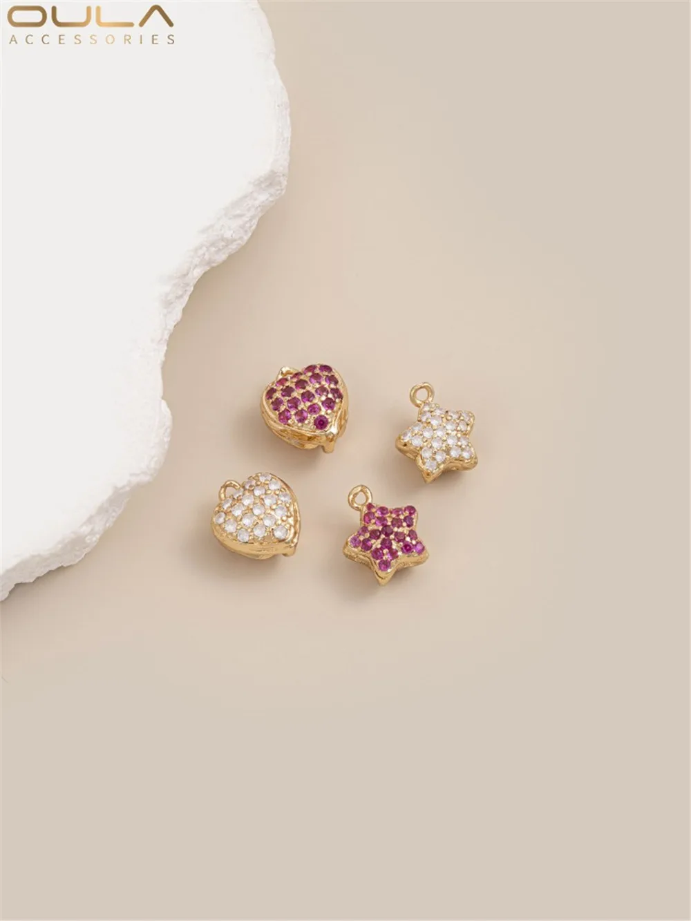 Позолоченный циркониевый трехмерный полый Пятиугольный кулон в форме звезды с