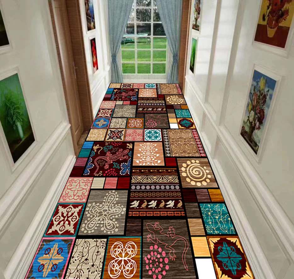 

Ethnic Print Carpet Hotel Hotel Corridor Porch Aisle Full Of Stair Mats Home Decoration Non-Slip Washable Carpet