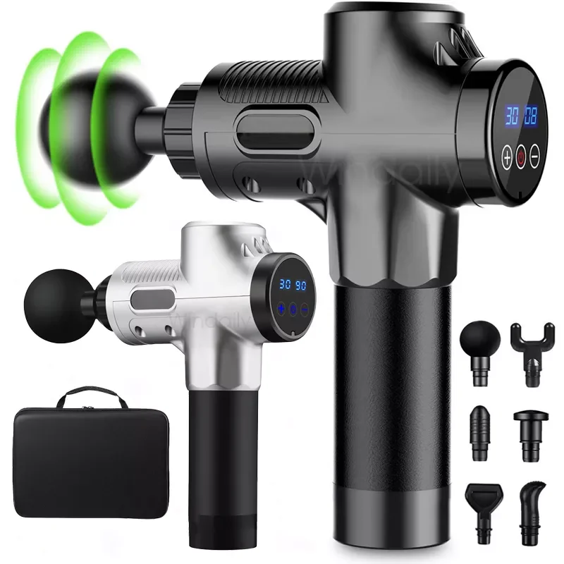 

Gun Deep Tissue Percussion Muscle Massager For Pain Relief 30 Speeds LCD Touch Display Fascia Gun Body Massager