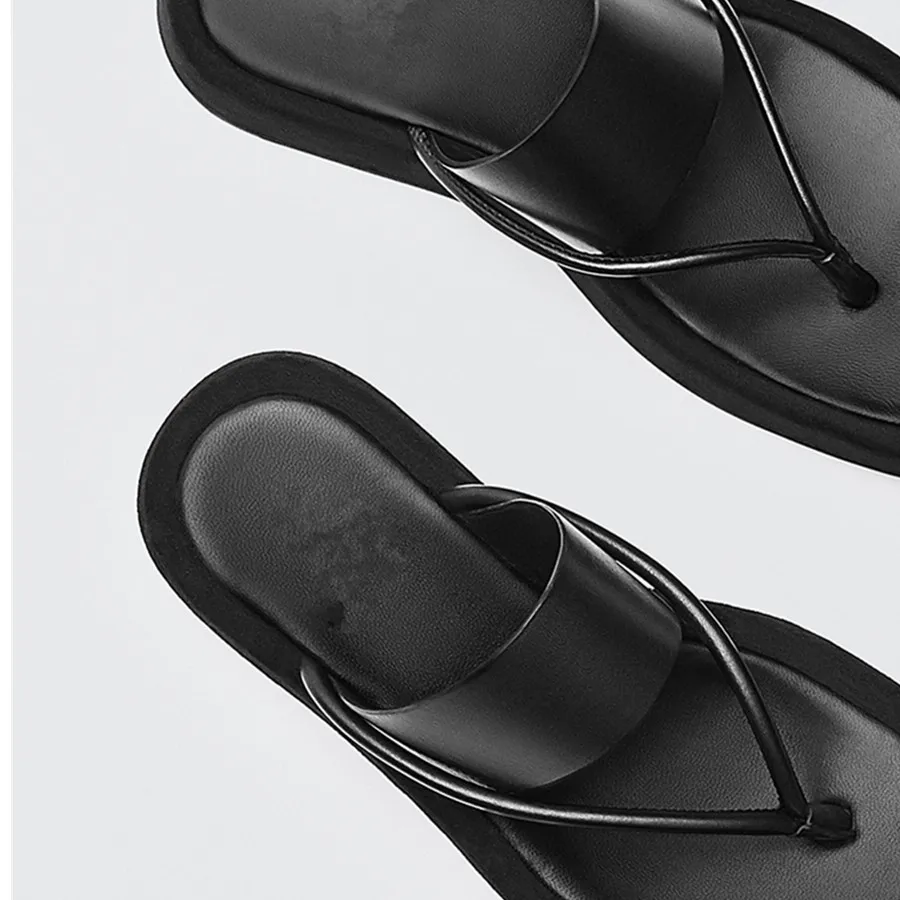 Elmsk Slides Shoes Women 2023 Summer England Vintage Fashion Thick Sole Soft Sheep Beach Flip Flops Slippers Women Shoes Woman