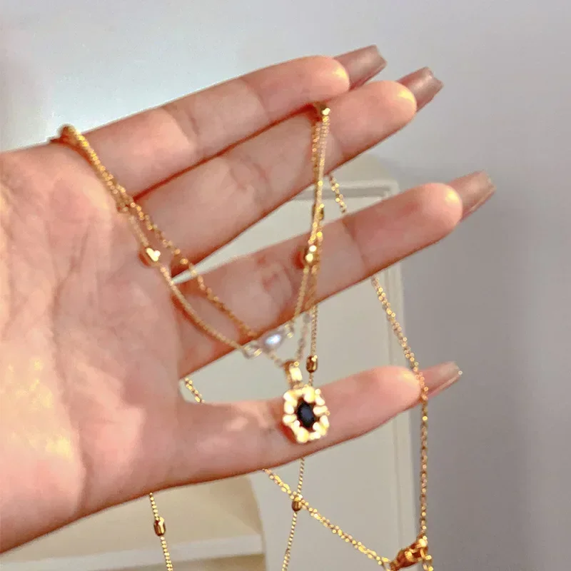 Изысканное Двухслойное черное раннее ожерелье для женщин персонализированные