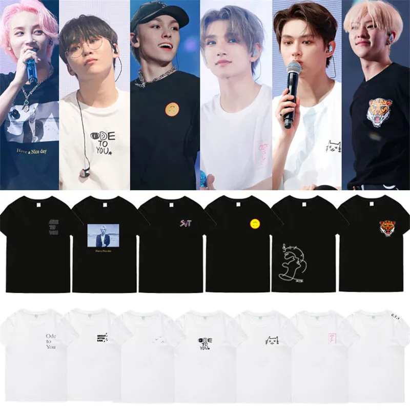 

KPOP SEVENTEEN Concert ODE TO YOU T-shirt Unisex Short Sleeves Crew Neck Streetwear T-shirt Letter Print Tops S.COUPS JEONGHAN