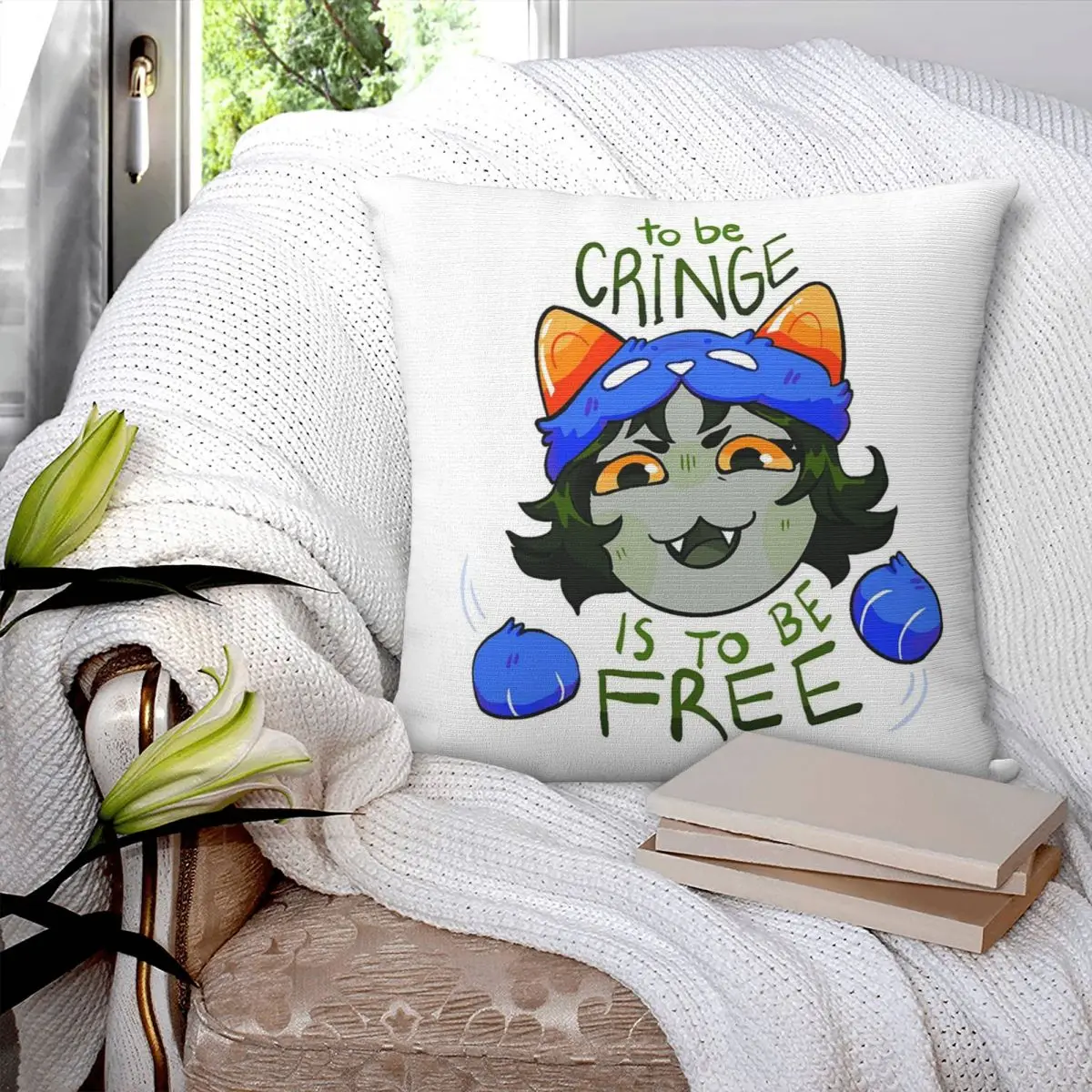 Homestuck Nepeta To Be Cringe Is Free квадратная наволочка Подушка на молнии комфортная для дома