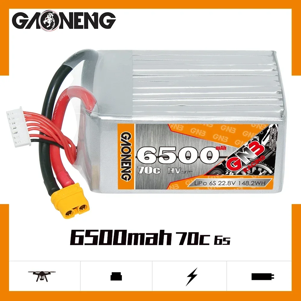 Gaoneng GNB 6S2P 22.8V 6500mAh 70C Lipo XT90S