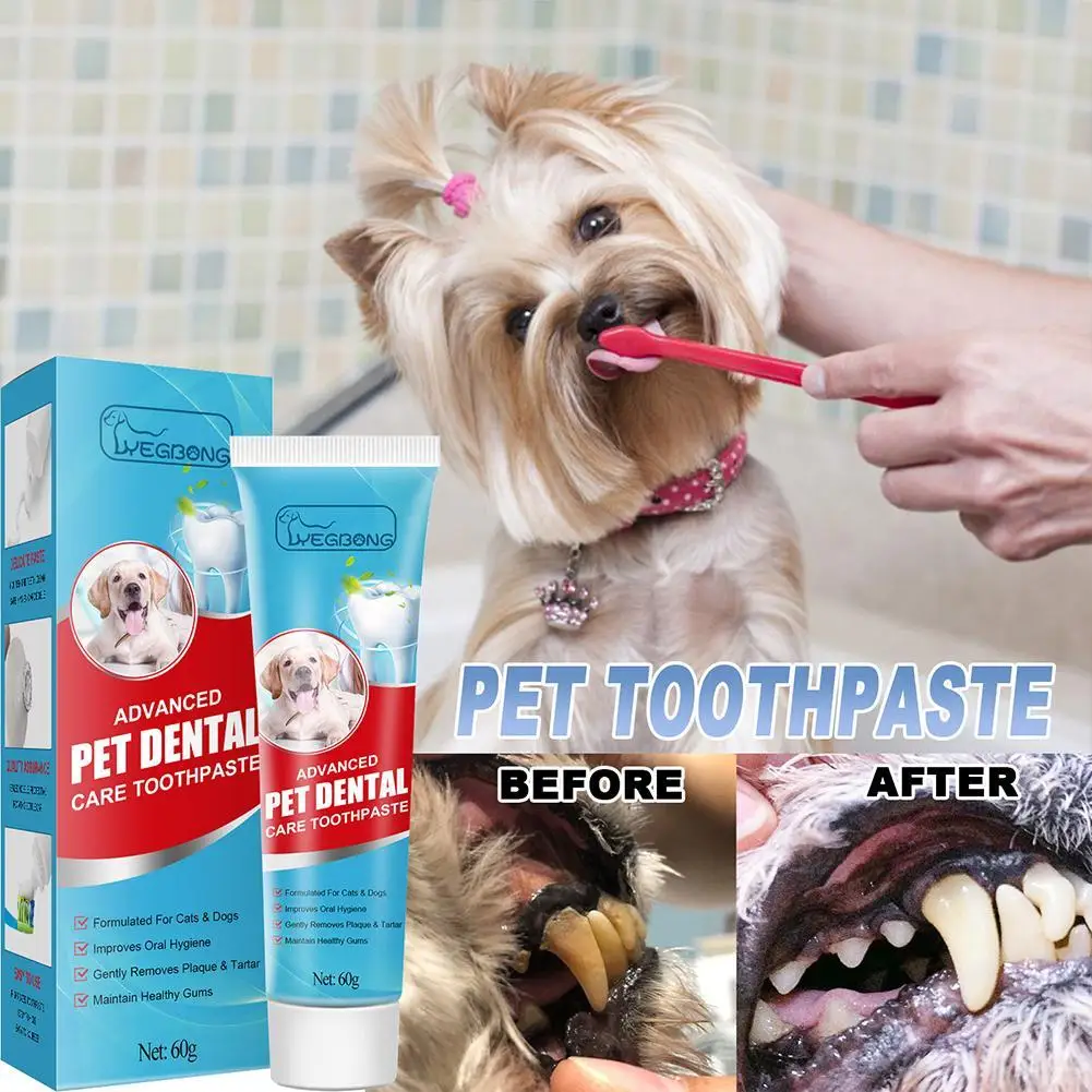 

60g Pet Toothpaste Cat Dog Fresh Breath Toothpaste Deodorant Tartar Plaque Cleaning Dog Oral Care Edible Toothpaste Pet Products
