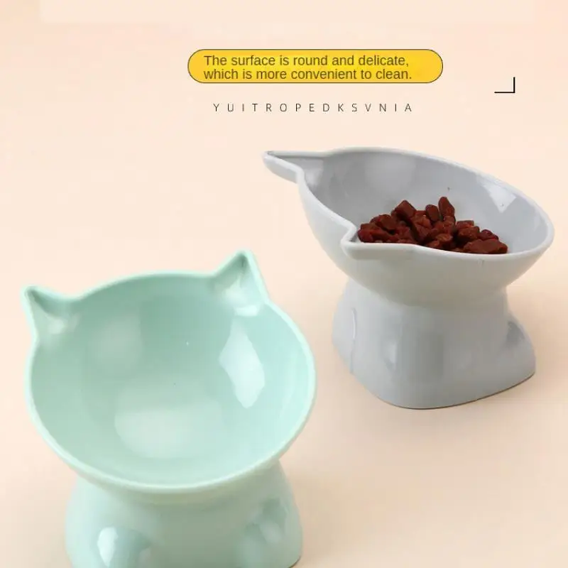 

1 Pc Elevated Large Capacity Cat Bowl Oblique Mouth Kitten Feeding Water Bowl Binaural Dog Food Dispenser Feeder Pet Supplies