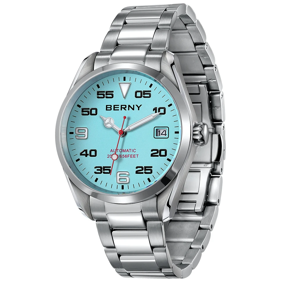 

BERNY Automatic Watch For Men SEIKO NH35 Auto Date Men Watch Male Stainless Steel Fashion 20ATM Waterproof Mechanical Wristwatch