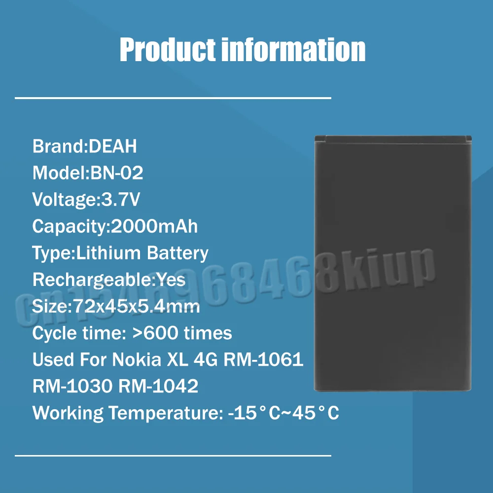 1-20PCS 3.7V BN-02 BN 02 BN02 For Rechargeable Lithium Battery Nokia XL 4G RM-1061 RM-1030 Replacement Mobile Phone Batteries - купить по