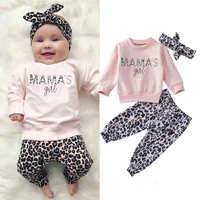 3pcs baby girl sweatshirt top pants leopard outfit long sleeve autumn spring t shirt clothes tracksuit
