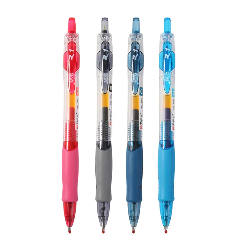 

1PC Retractable Gel Pen 0.5mm Black Blue Red Gel Ink Refill Gelpen School Office Supplies Stationary Pens