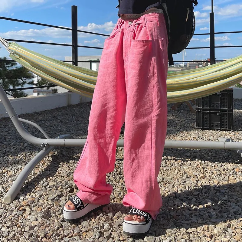 

Blue Pink Women Y2K Sporty Casual Low Waist Cargo Pants Streetwear Oversized Loose Trousers Baggy Jeans 2022 Sweatpants