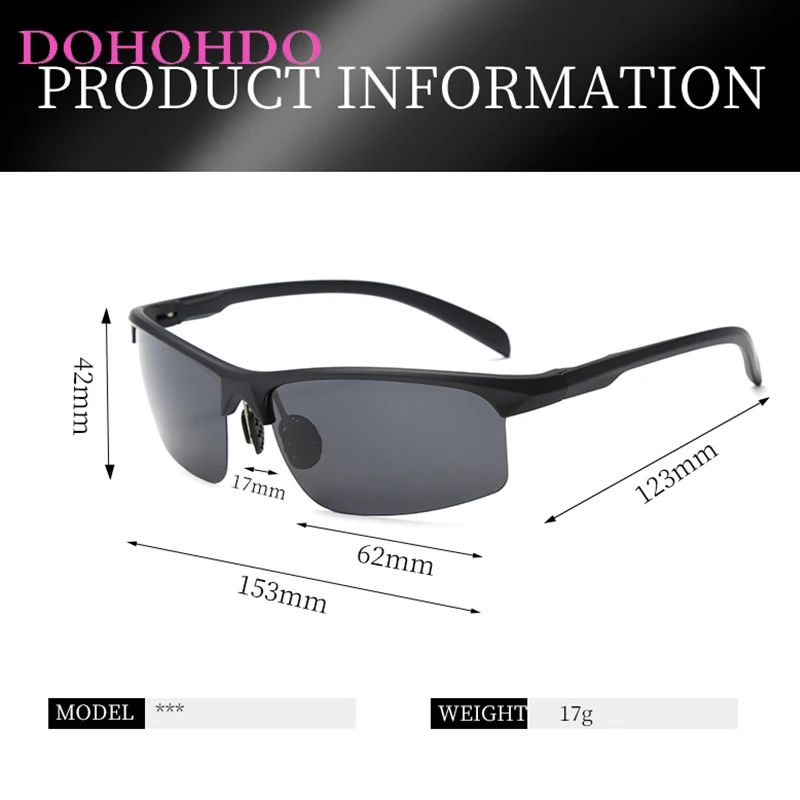 Солнцезащитные очки для мужчин и женщин поляризационные темные с полуободковой