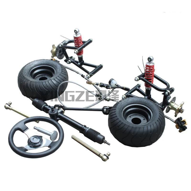 

Front Steering Gear Rack Pinion Swingarms Tie Rod Steering Wheel Brake Pump With 6" Wheels Seat