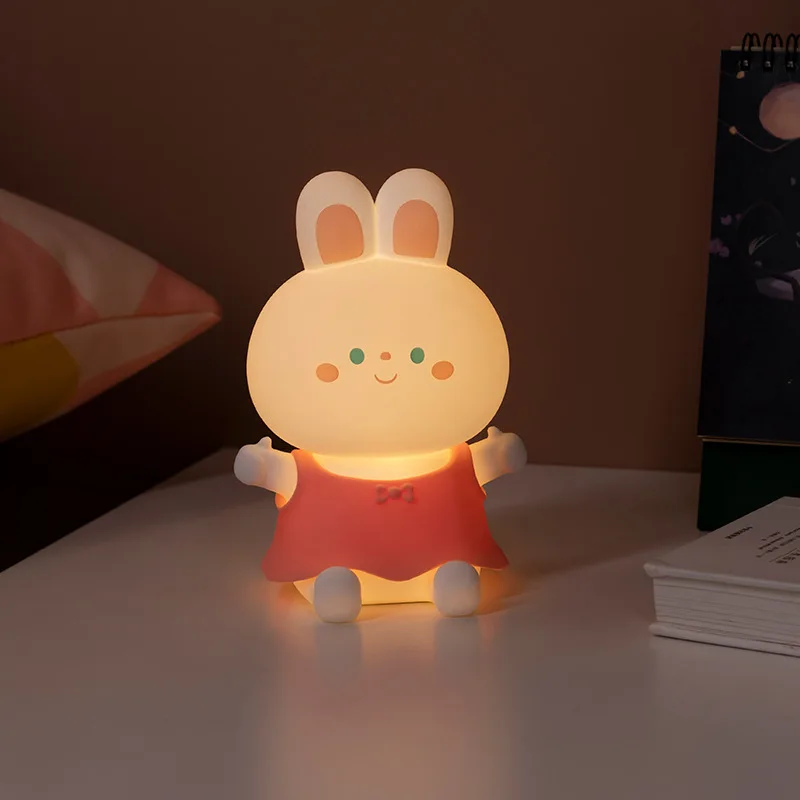 2023 Rabbit Silicone Lamp Cute Bunny Light Desktop Decorative Table Nightlamp Bedroom Led Christmas New Year Gift for Friend Kid