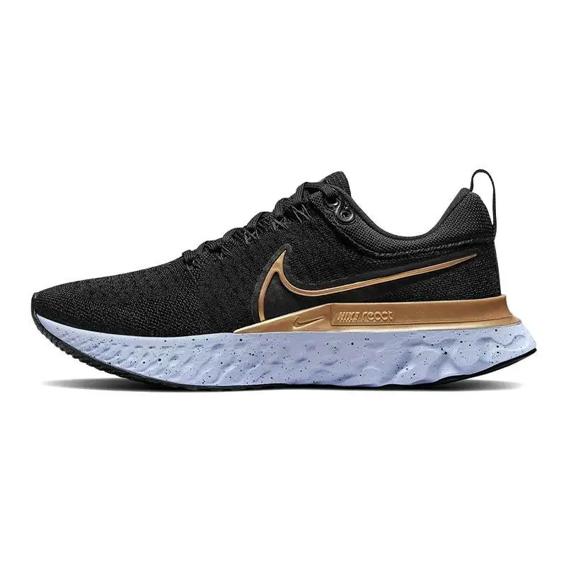 Женские кроссовки Nike React Infinity Run Flyknit 2 черные металлические золотые CT2423-009