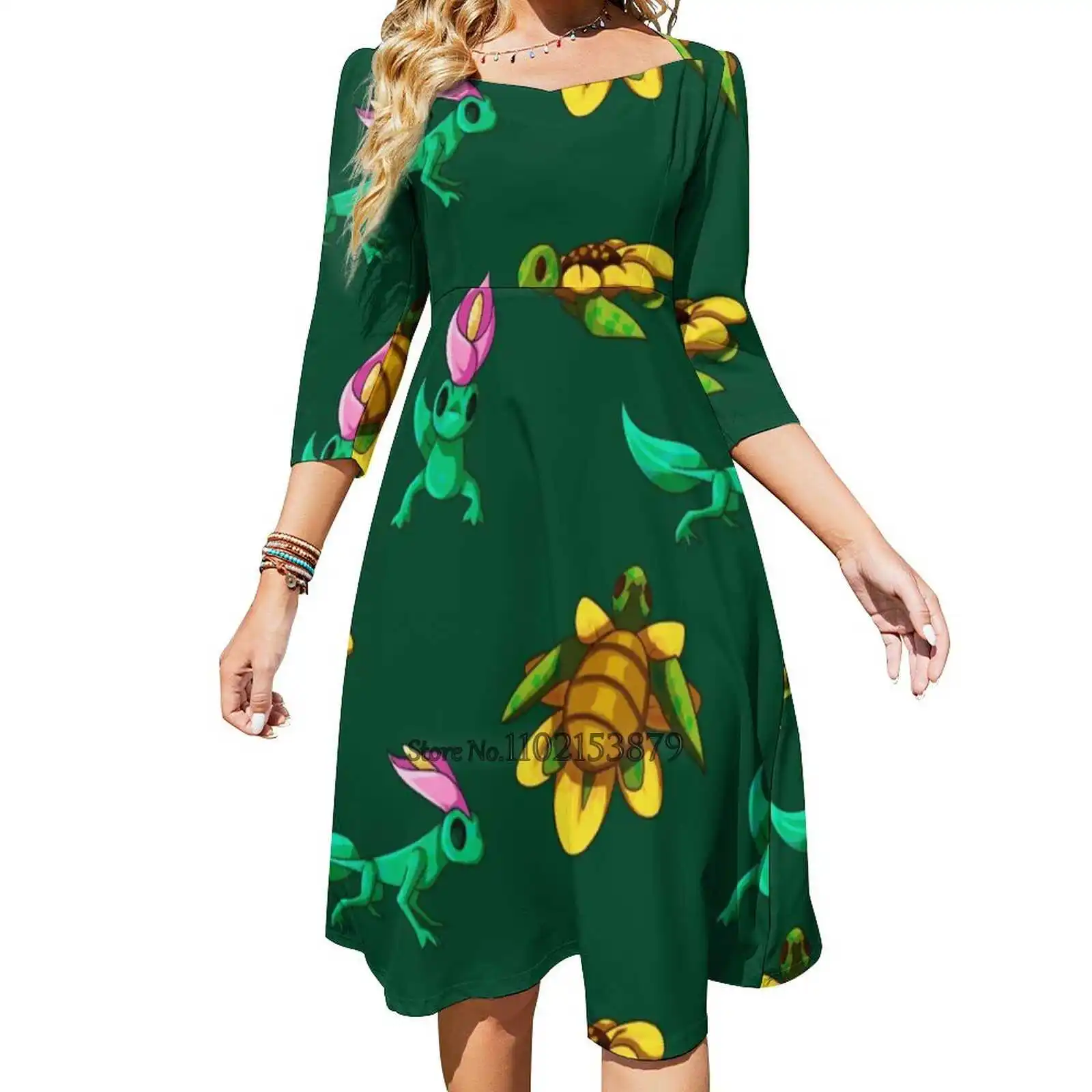 

Женское платье с открытой спиной, цветочным принтом и рептилиями, 6Xl