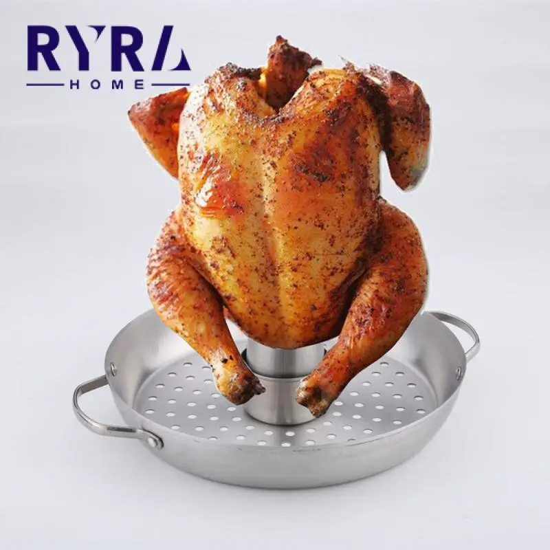 

Camping Stainless Steel Roast Chicken Rack Removable Cone Grill Outdoor Picnic Utensils BBQ Chicken Rack Tray Accessories
