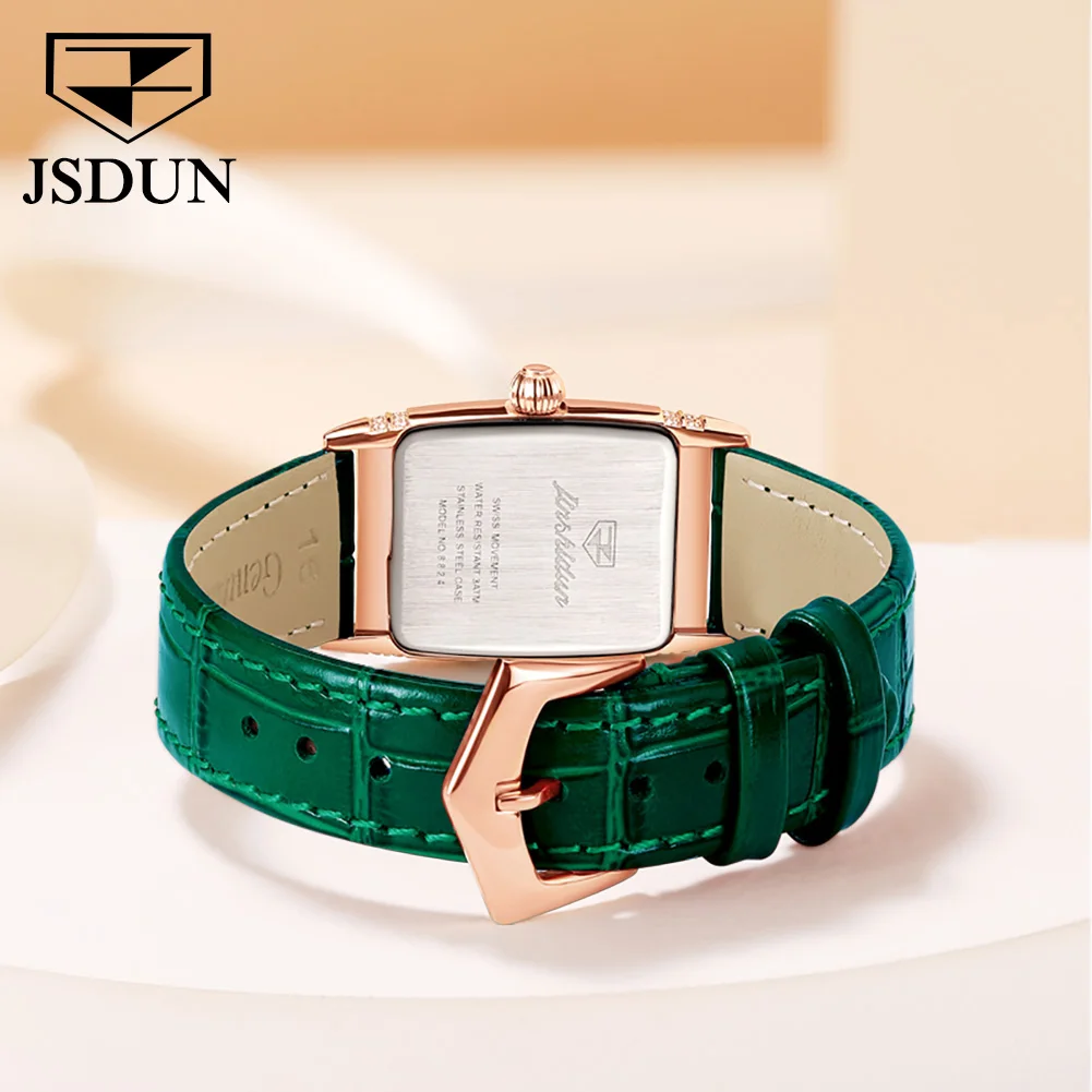 Reloj Mujer JSDUN Fashion Women's Quartz  Wrist Watch Classic Leather Strap Luxury Diamond Dial Waterproof Ladies Bracelet Gift