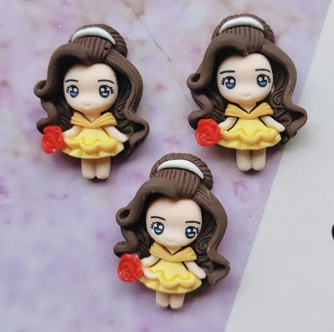 Резиновая мультяшная принцесса плоская спина Кабошон Скрапбукинг Kawaii DIY