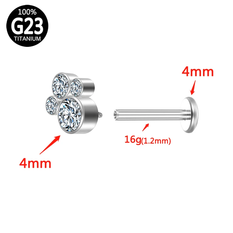 Piercing G23 Titanium Cartilage Septum Lip Ear Zircon Helix Stud Earrings Clicker Hinge Segment Body Jewelry Accessories Labret