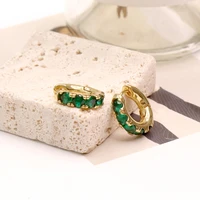 luxury high quality micro inlaid zircon hoop earrings for women girls round green zircon earrings birthday party gifts jewerly