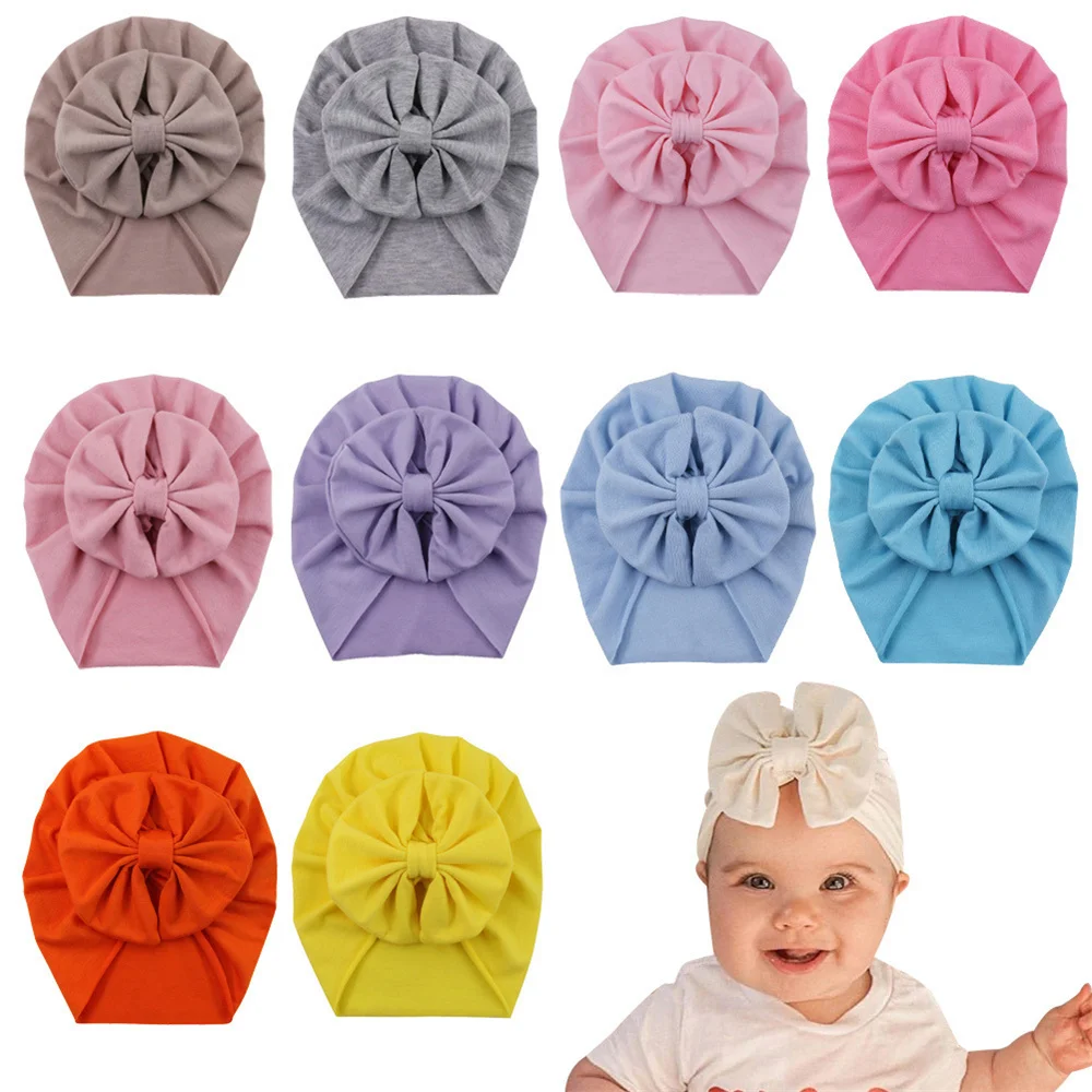 

Solid Color Baby Hat Big Bowknot Baby Hat Turban Knot Head Wraps Baby Kids Bonnet Beanie Newborn Photography Props Accessories