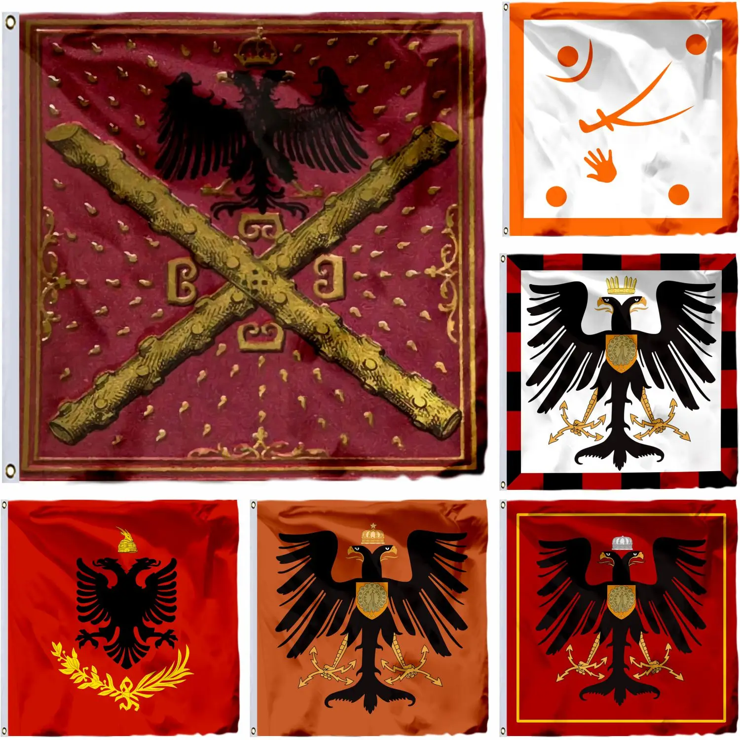 Albania Variation-Bandera del Ejército Real de Albania, Mercurio Bua, 4x4 pies, casa de princesa, Wied 120x120cm, Mahmut, Pasha, Bushatli, Banner 1769