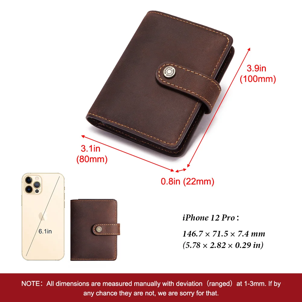 Crazy Horse Leather Wallet with Credit Card Holder for Men RFID Protection Aluminum Pop Up Smart Wallet Slim Zipper Coin Pocket