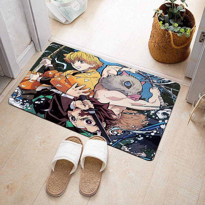 Mat Bathroom Entrance Carpet Flannel Washable Modern Rug Women Slipper Anime Demon Slayer Parlor Mat Prayer Rug Mat bedside