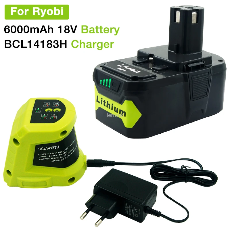 

Battery +charger ) P108 18V 6.0Ah ONE plus Lithium Battery for Ryobi + 1.5A Ni-Cd Ni-Mh Li-ion Charger Kit