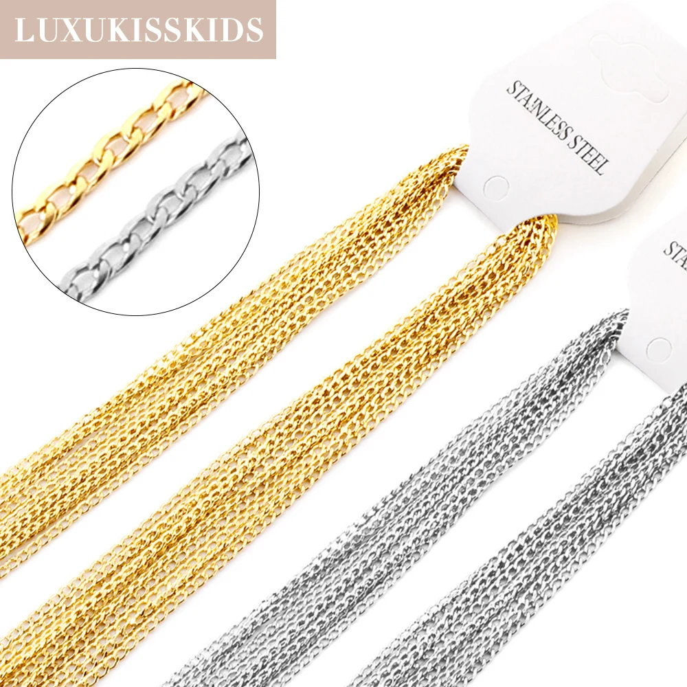 

LUXUKISSKIDS 2.3mm Punk Style Chains 5pcs Lots Wholesale DIY Making Parts Men's Chains Necklace Women Stainless Steel Collier