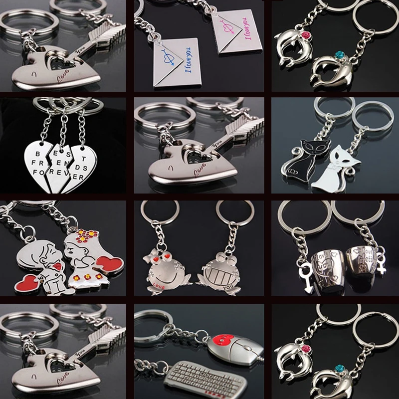 

2Pcs/Set Romantic Lover's Keychain Arrow Key Couple Keychains Keyring Girlfriend Boyfriend Gifts"I Love You"