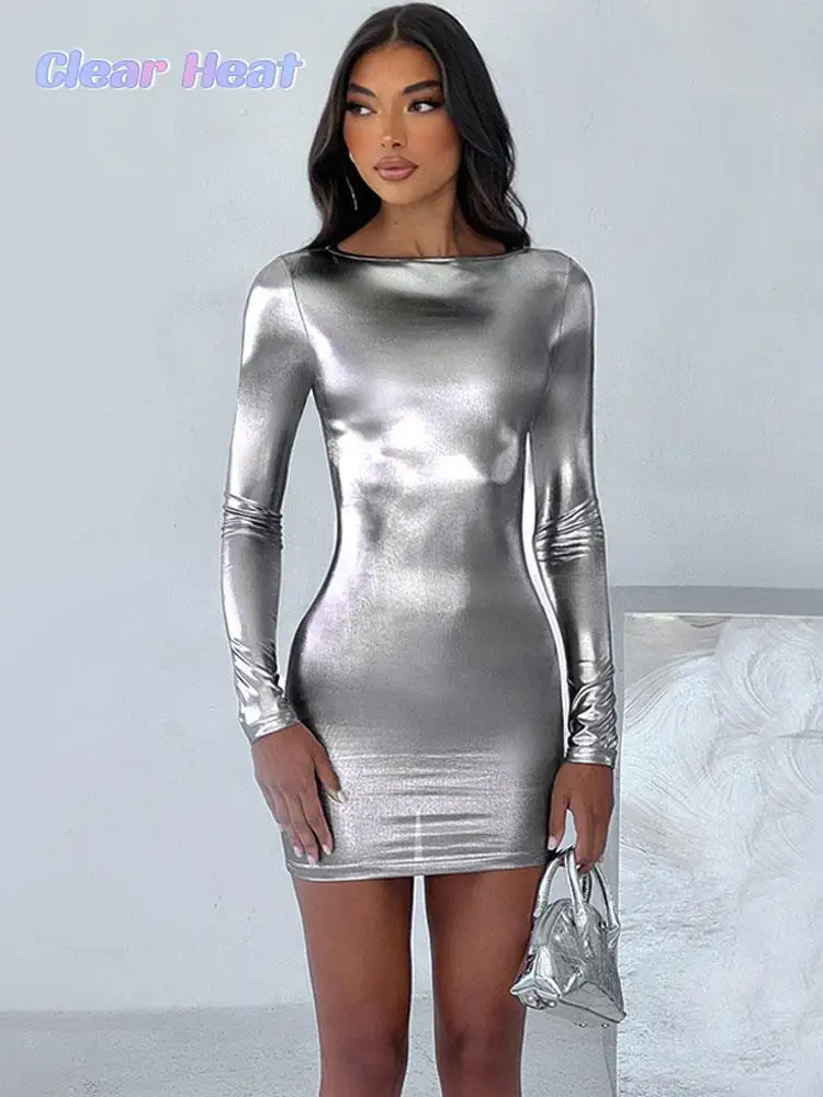 

Женское модное шикарное однотонное облегающее платье с круглым вырезом, элегантные Пикантные мини-платья с длинным рукавом, осенние женские вечерние юбки для клуба