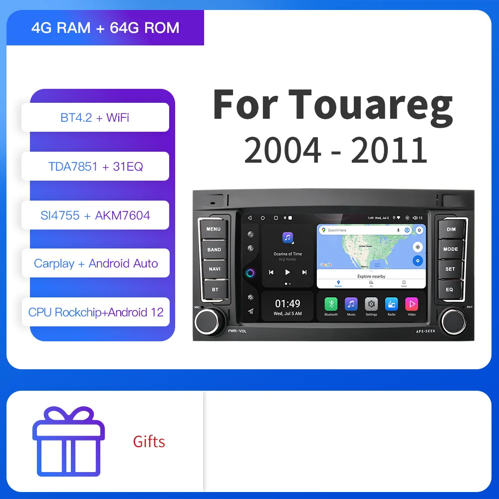 

Kapud 7 дюймов Android 11 автомобильное радио мультимедиа GPS для VW/Volkswagen/Touareg/Transporter T5 Multivan Navi CarPlay DSP SWC BT 8Core