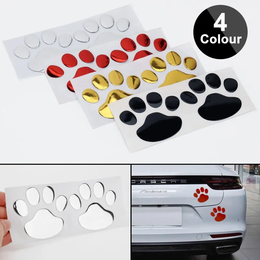 

2022 1Paar/set 3D Stickers Poot Dier Hond Kat Cool Design Beer Voet Prints Voetafdruk Sticker Auto Stickers Voor Auto Motorfiets