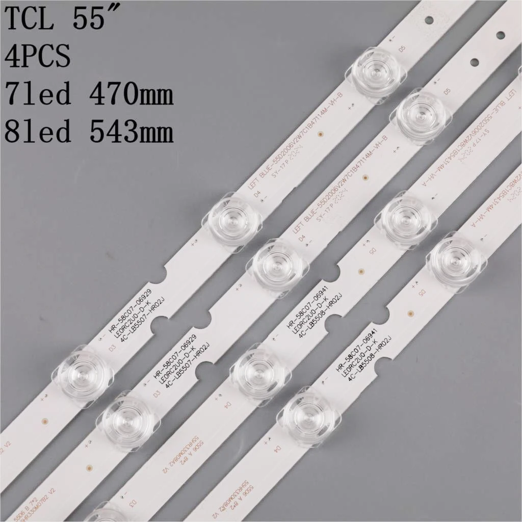 4 PCS/set LED Backlight strip For THOMSON 55UD6406X1 55UD6406 TCL 55S423 55S421 GIC55LB112 3030F2.1D GIC55LB111  4c-lb5507-hr02j