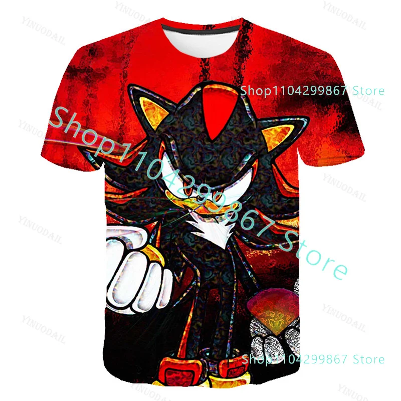 Фото Летняя футболка Sonic The Hedgehog с Эми Роуз, футболка из фильма про Шэдоу, 3D-костюм для косплея для мальчиков и девочек, футболки для детей, подарок на день рождения. №3