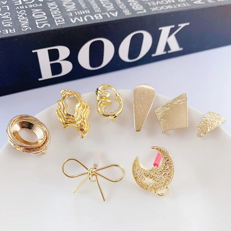 

Коннекторы для сережек-гвоздиков в виде бабочек, асимметричные полые серьги золотого цвета в форме полумесяца, основа для сережек «сделай сам», 10 шт.