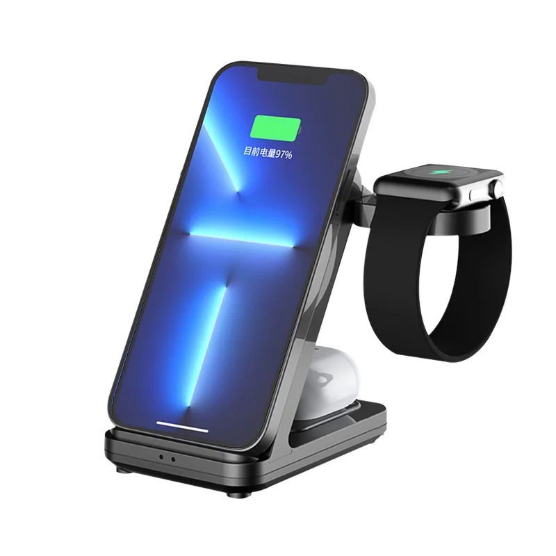 

For iPhone 13 Wireless Charger Stand 3 in 1 Qi Fast Charging Station Dock For iPhone 13 12 11 Pro Max Apple iWatch 7 6 5 Airpods