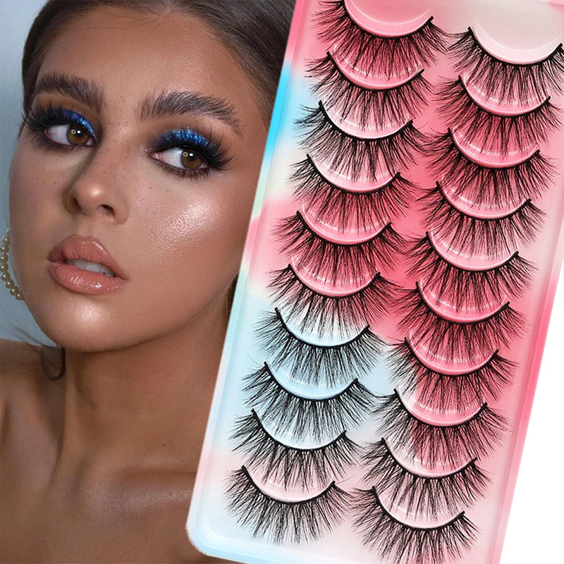 

10Pairs 3D Lashes Mink Lashes Faux Eyelashes Mink False Eyelashes Dramatic Volume Lashes Eyelash Extension Eyelashes Big Eyes
