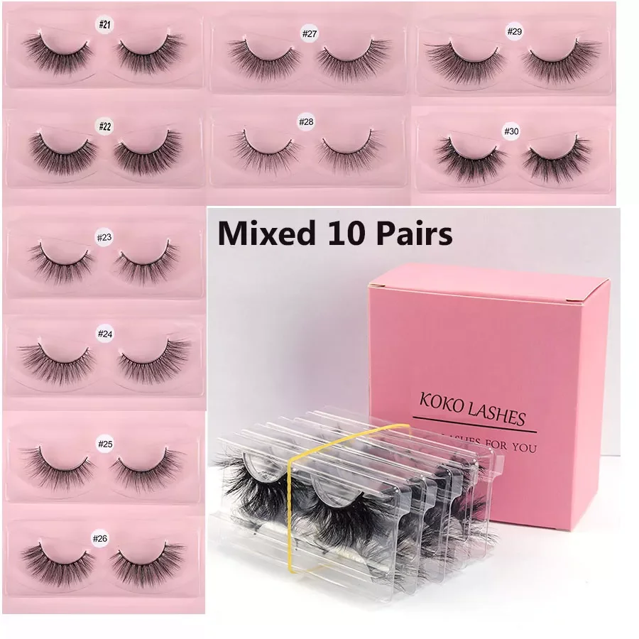 

NEW2023 Mixed 10/20/30/50 pcs 3d Faux Eyelashes Mink Lashes Natural Eyelashes In Bulk Wholesale False Eyelashes Makeup Long faux