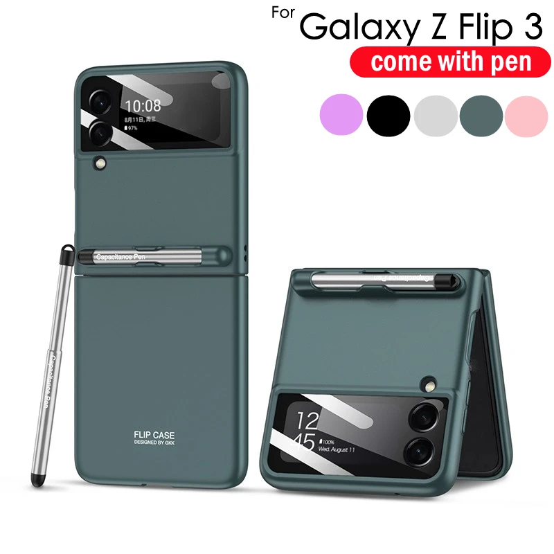 

Роскошный чехол-книжка Flip3 для Samsung Z, новинка 2022 года, чехол с емкостным стилусом для объектива камеры, полноразмерный защитный чехол на Z Flip 3